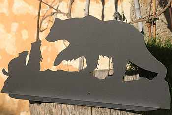 Décor ours et marmottes en acier noir , vue 1. Réf: DOURS-4