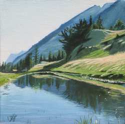 peinture Lac en vallée du Marcadau. B.Guedon